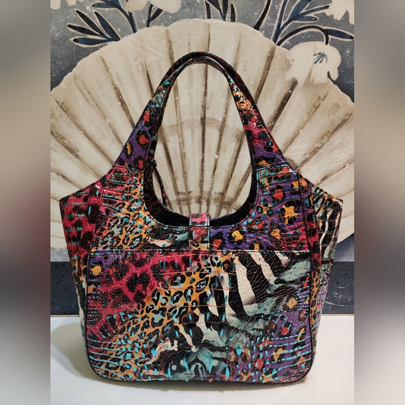 Brahmin Small Carla In Stampede Colorful Melbourne Leather - Picture 4 of 14